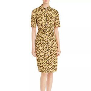 Kate Spade Sunny Bloom Yellow Floral Ruched-Front Shirt Dress – Size 4